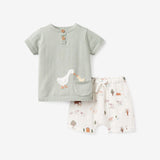 On the Farm Knit Henley + Organic Muslin Short Set