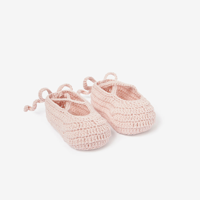 Pink Ballerina Hand Crocheted Baby Booties