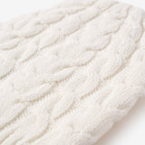 Whisper White Horseshoe Cable Knit Baby Hat