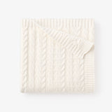 Whisper White Horseshoe Cable Knit Baby Blanket