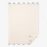 Pale Blue Pom Trim Fleece Baby Stroller Blanket