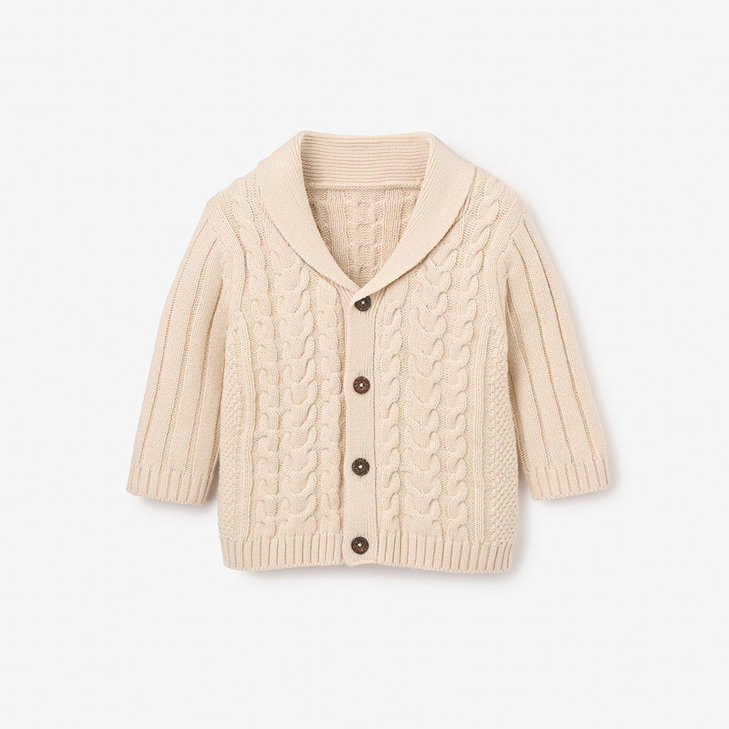 Rainy Day Horseshoe Cable Knit Baby Cardigan