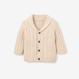 Wheat Horseshoe Cable Knit Baby Cardigan