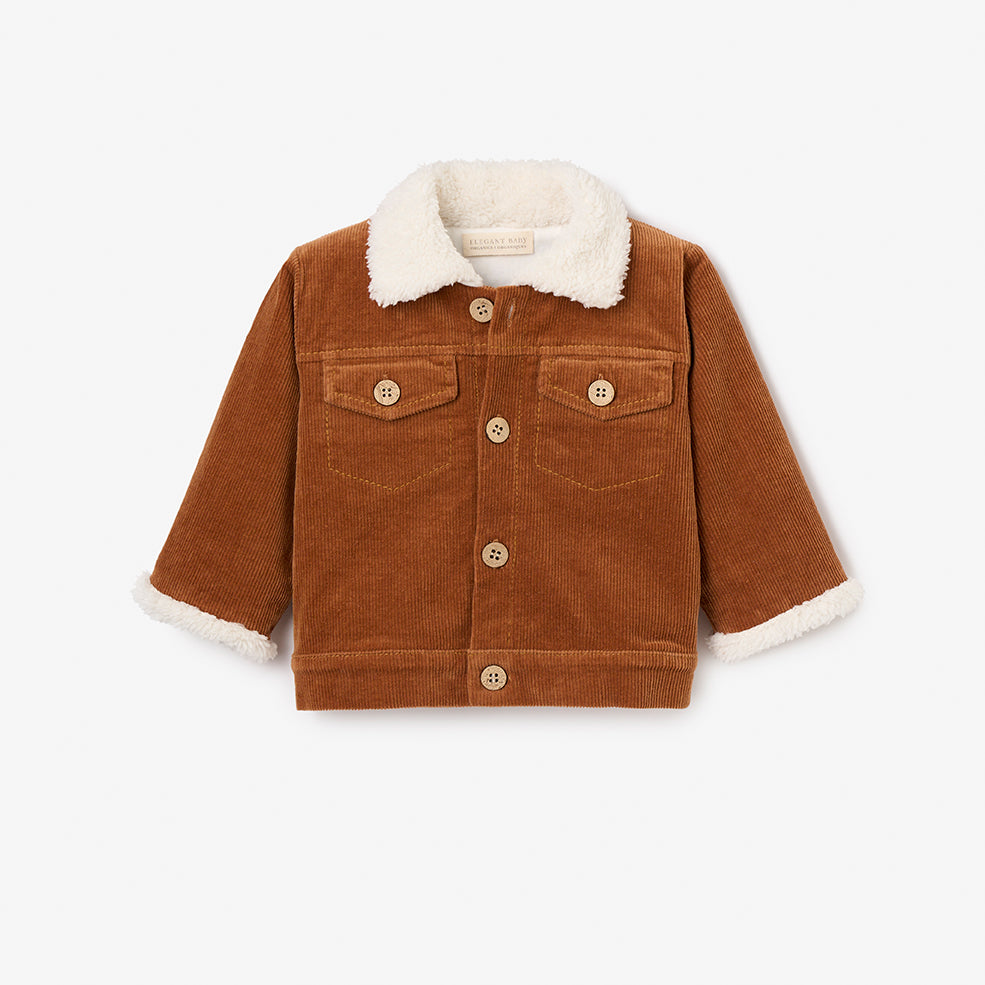 Rust Corduroy Jacket with Sherpa Trim