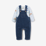 Magical Adventure Muslin Print Top & Corduroy Overalls