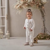 Whisper White Horseshoe Cable Knit Baby Jumpsuit