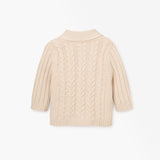 Wheat Horseshoe Cable Knit Baby Cardigan