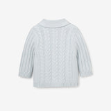 Pale Blue Horseshoe Cable Knit Baby Cardigan