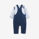 Magical Adventure Muslin Print Top & Corduroy Overalls