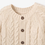 Wheat Horseshoe Cable Knit Baby Jumpsuit