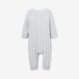 Pale Blue Horseshoe Cable Knit Baby Jumpsuit
