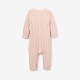 Pale Pink Horseshoe Cable Knit Baby Jumpsuit