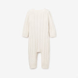 Whisper White Horseshoe Cable Knit Baby Jumpsuit