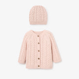 Pale Pink Horseshoe Cable Knit Cardigan & Hat Baby Boxed Gift Set