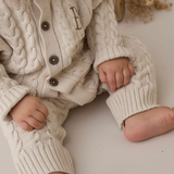 Rainy Day Horseshoe Cable Knit Baby Jumpsuit