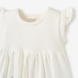 Tea Party Flutter Sleeve Knit Baby Dress