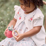 Scarlett the Strawberry Hand-Crocheted Wood Ring Rattle