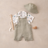 Pond Friends Organic Cotton Muslin Top & Linen Blend Overalls