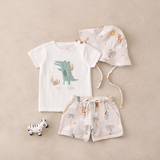 Alligator Knit Pullover + Seaside Safari Organic Muslin Short Set