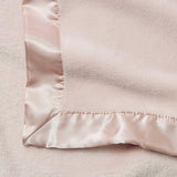 Pale Pink Satin Trim Flannel Fleece Baby Security Blanket