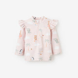 Pale Pink Flutter Sleeve Seaside Safari Baby Rash Guard