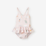 Pale Pink Seaside Safari Baby Ruffle Swimsuit