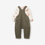 Dinosaur Organic Muslin Top + Corduroy Overall Set