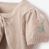 Embroidered Floral Bolero Cotton Knit Cardigan