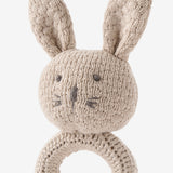 Taupe Knit Cotton Bunny Ring Rattle