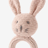 Blush Knit Cotton Bunny Ring Rattle