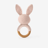Blush Knit Cotton Bunny Ring Rattle