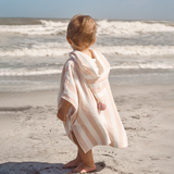 Pink Stripe Hooded Terry Poncho