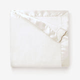 White Satin Trim Flannel Fleece Baby Stroller Blanket