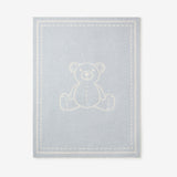 Pale Blue Teddy Bear Feather Knit Baby Blanket