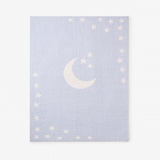 Pale Blue Celestial Feather Knit Baby Blanket