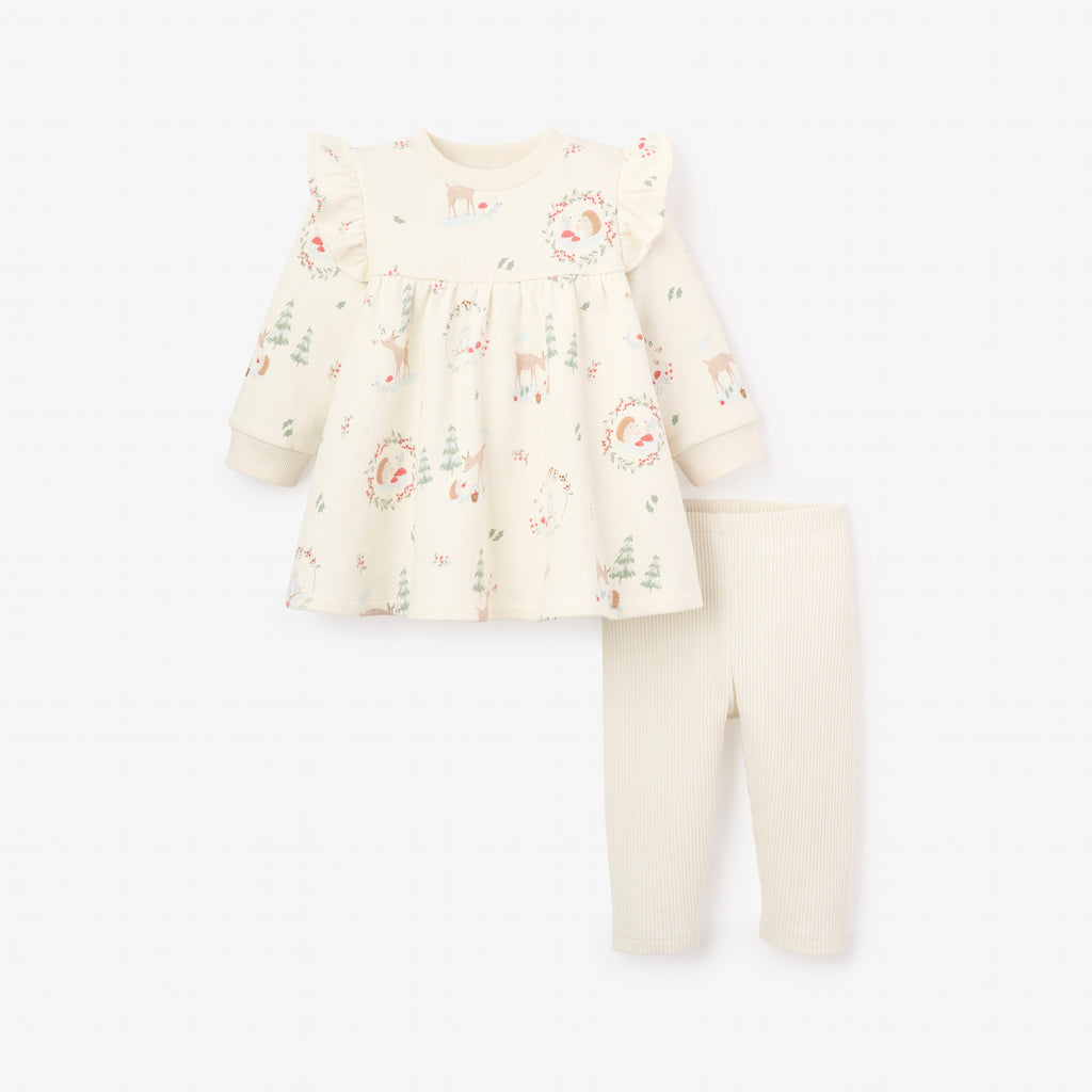 Forest Holiday Organic Print Fleece Set