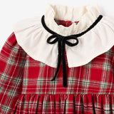 Holiday Red Tartan Dress w. Pleated Collar