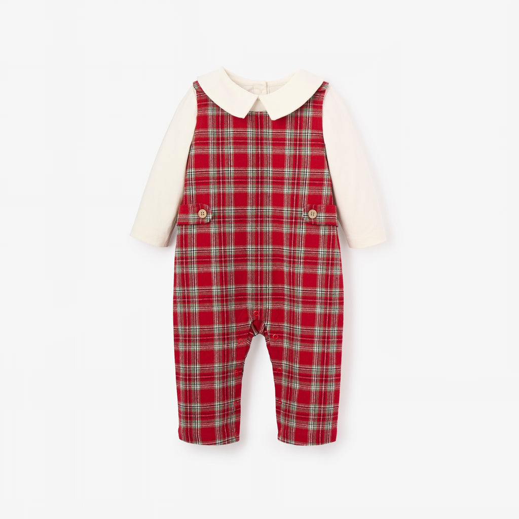 Holiday Red Tartan Jon Jon + Shirt Set