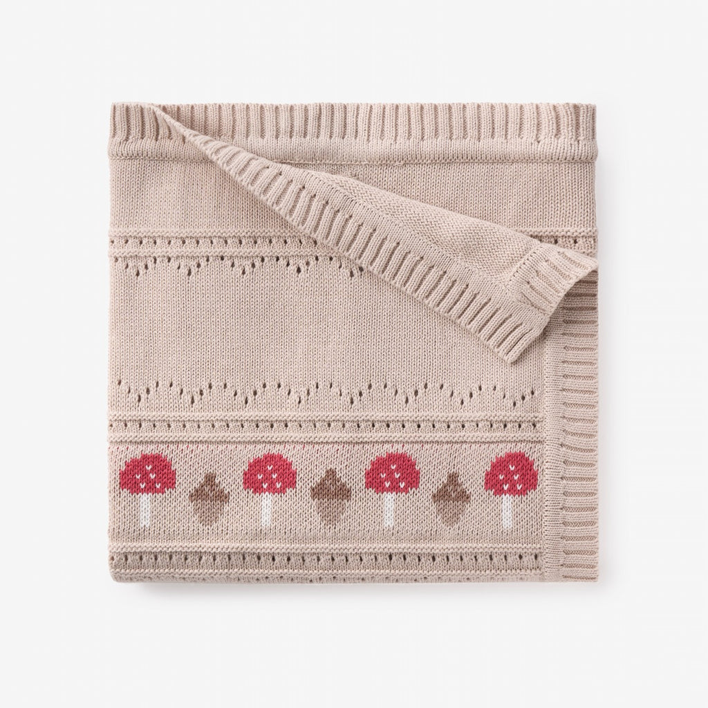 Mushroom Fairisle Knit Baby Blanket