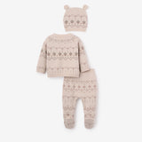 Acorn Fairisle Sweater, Footed Pant + Hat Set 3pc