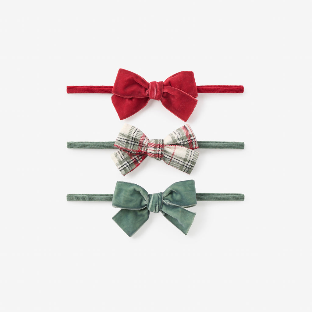 Winter Tartan + Velvet Headband Set 3 pk