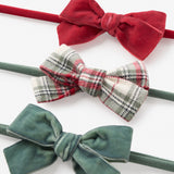 Winter Tartan + Velvet Headband Set 3 pk