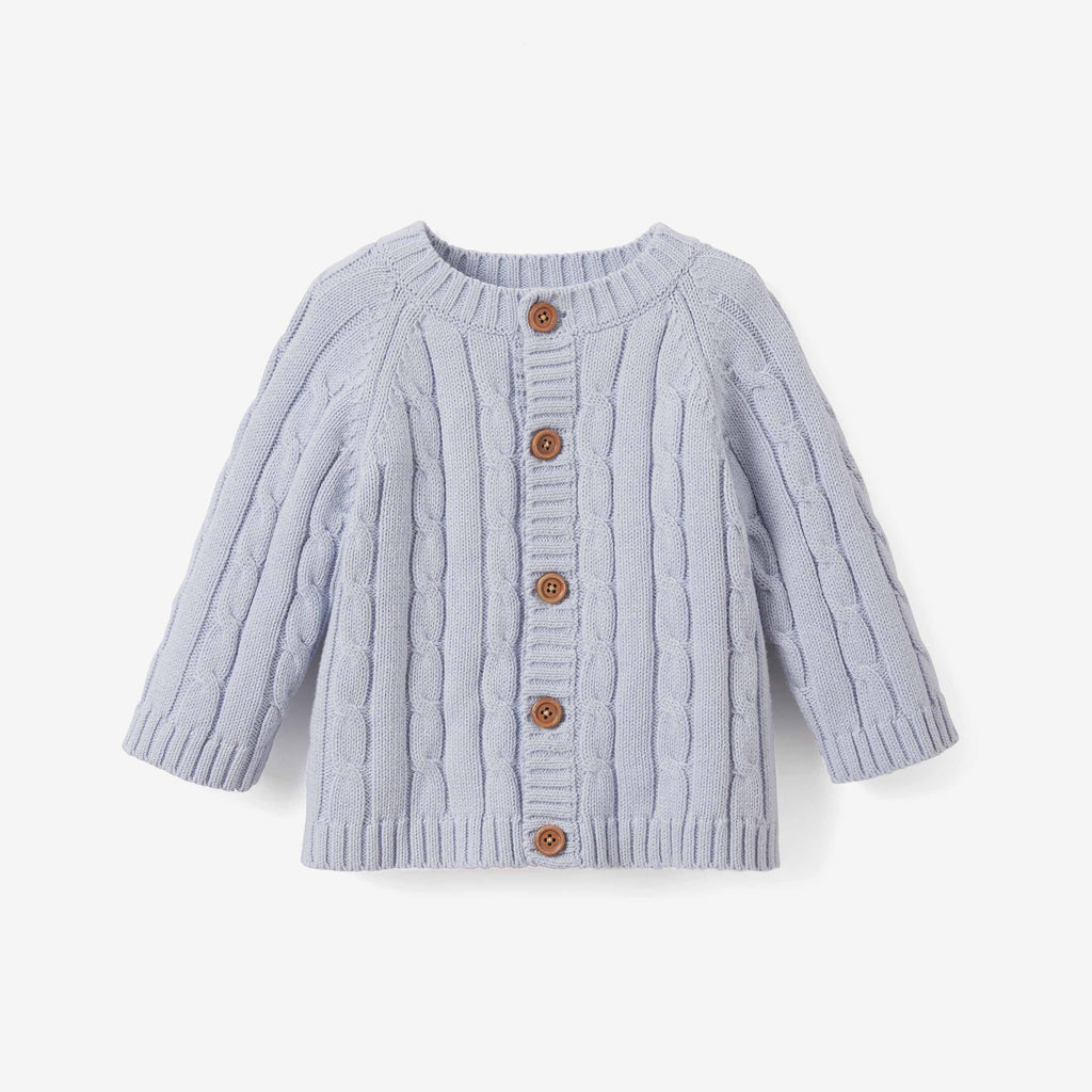 blue cable knit baby sweater