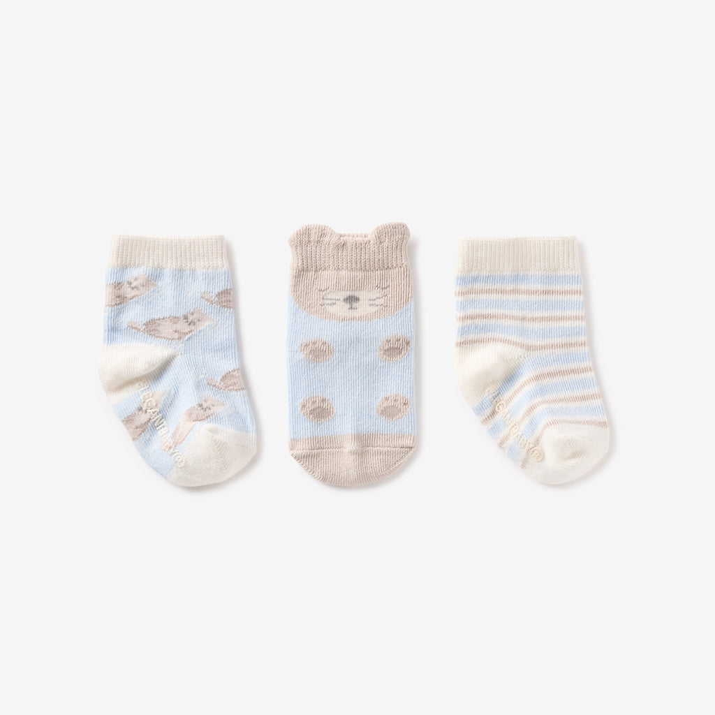 Otter Non Slip Baby Socks 3 pack