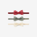 Holiday Lacey Bow Baby Headband 3PK