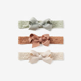 Neutral Lace Bow Baby Headband 3PK