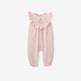 Pink Floral Embroidered Organic Muslin Jumpsuit