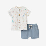 Ocean Adventure Organic Muslin Tee + Short Set