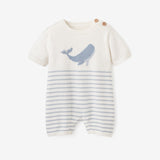 Whale Striped Knit Shortall Romper