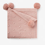 Heathered Pink Popcorn Knit Cotton Baby Blanket